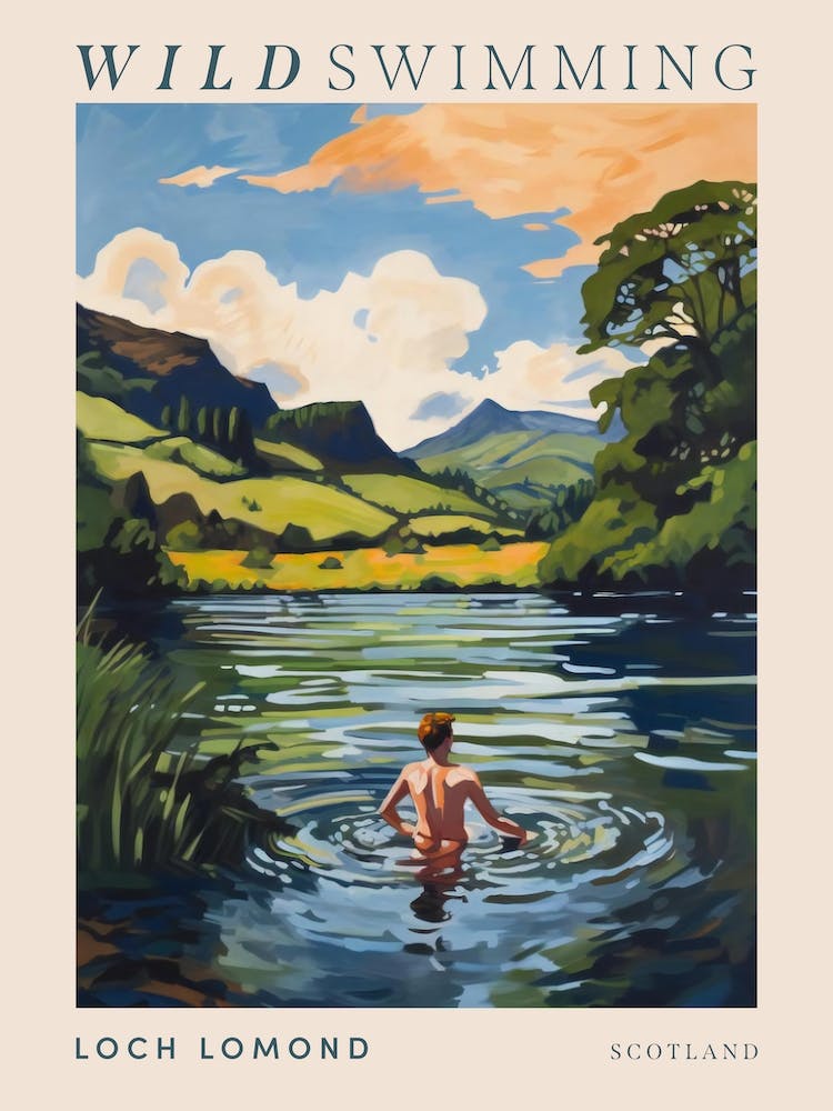 Wild Swimming At Loch Lomond Scotland 1 Poster