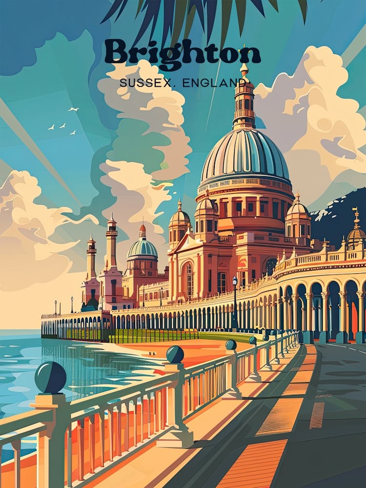 Brighton East Sussex Travel Illustration