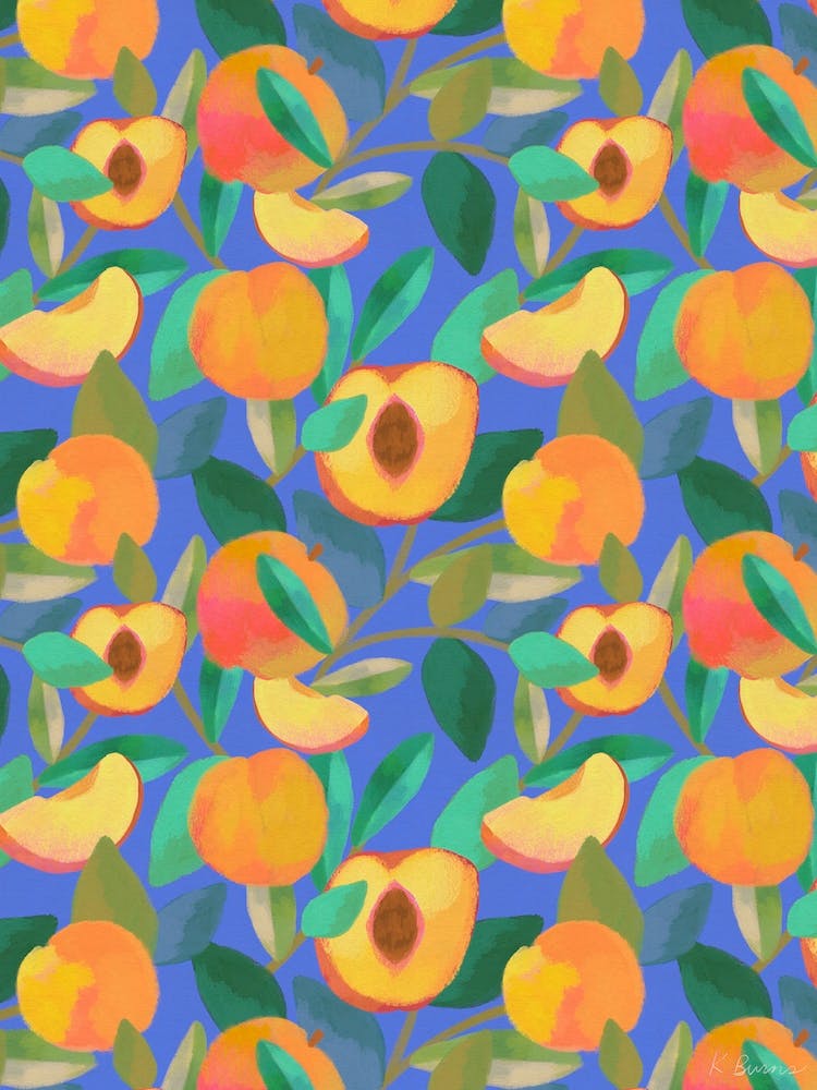 Peachy Nectarines - Bright Blue