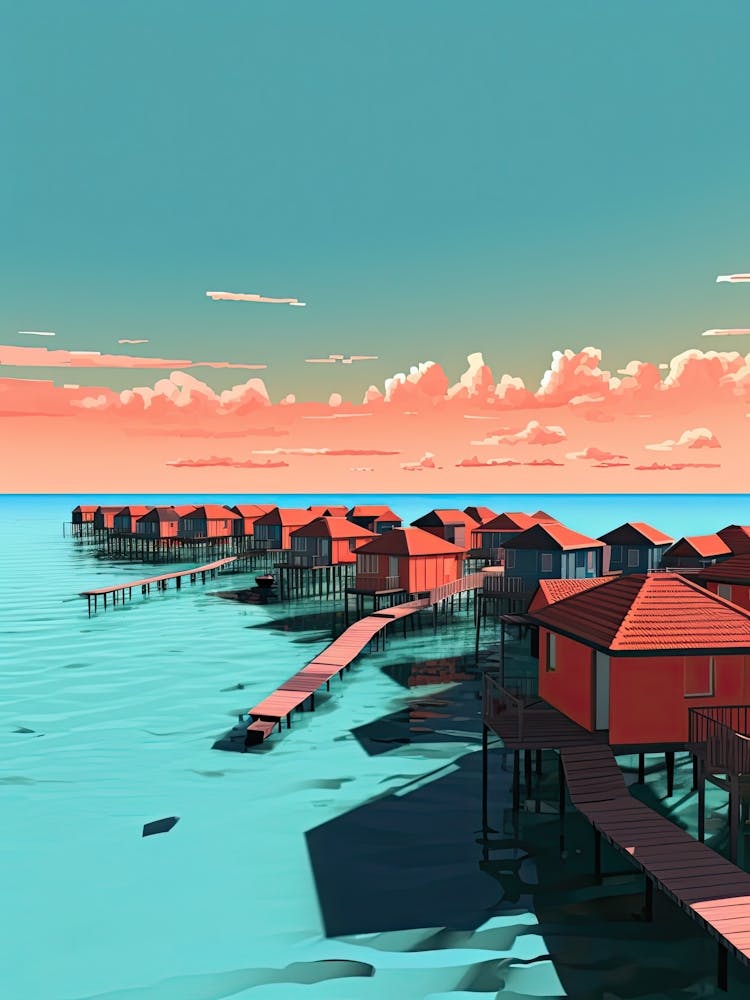 Maldives, Flat Illustration 3