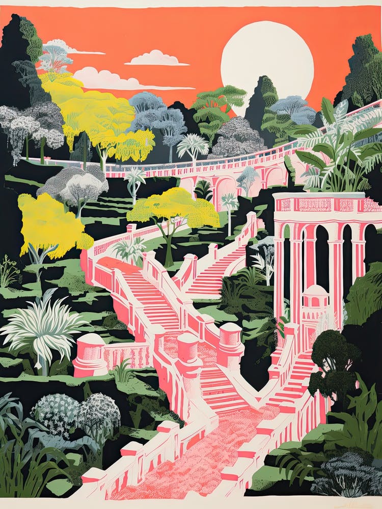 Villa Deste Gardens Abstract Riso Style 3