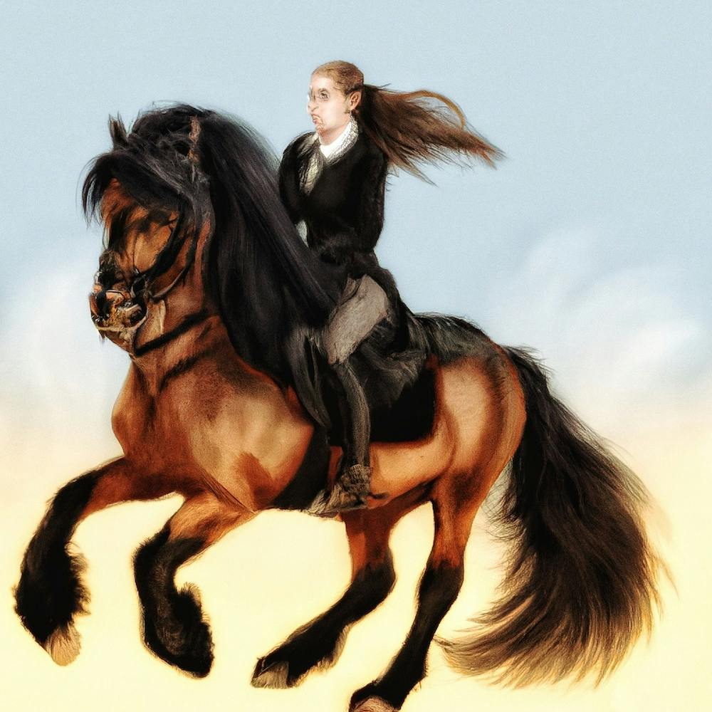 Mädchen reitet ein Pferd