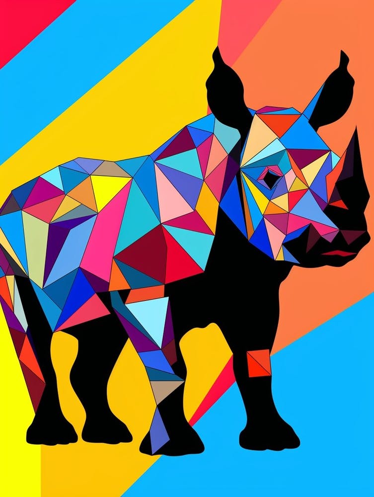 Rhinoceros Abstract Pop Art 4