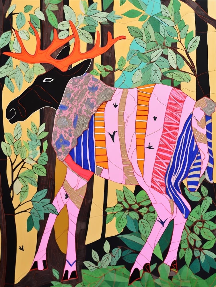 Maximalist Animal Painting Moose 2