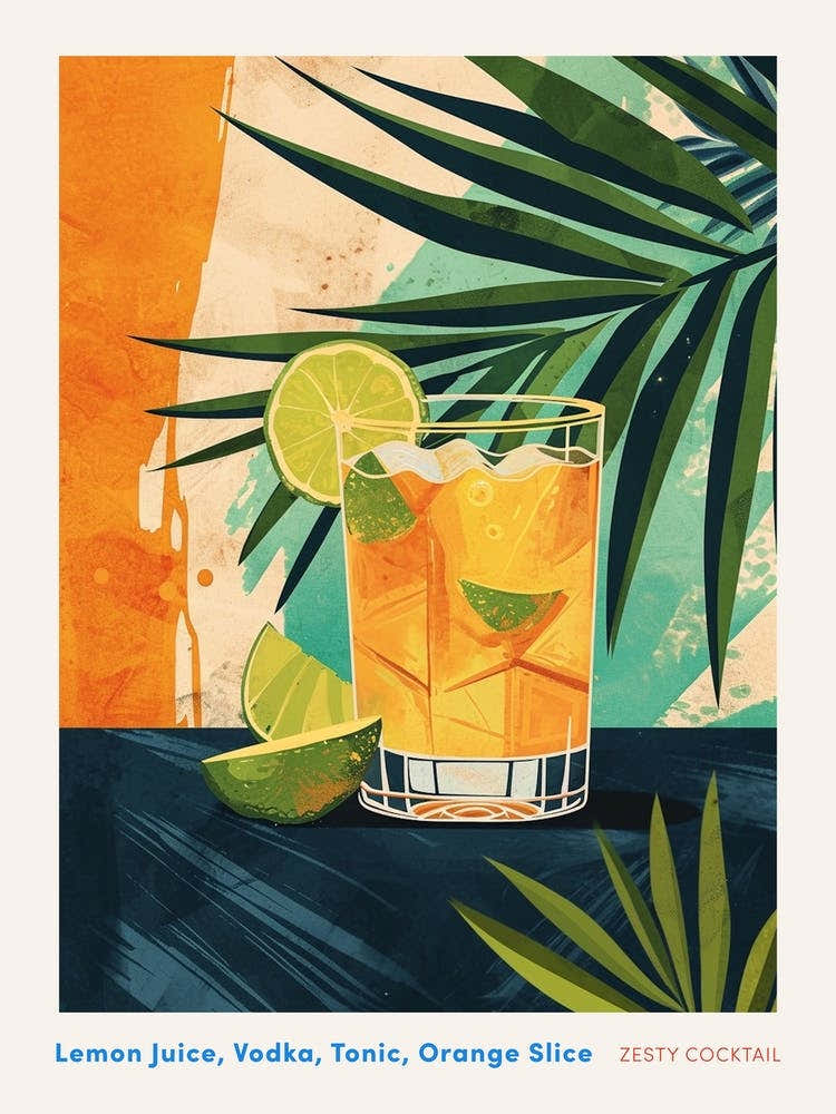 Art Deco Zesty Cocktail Poster