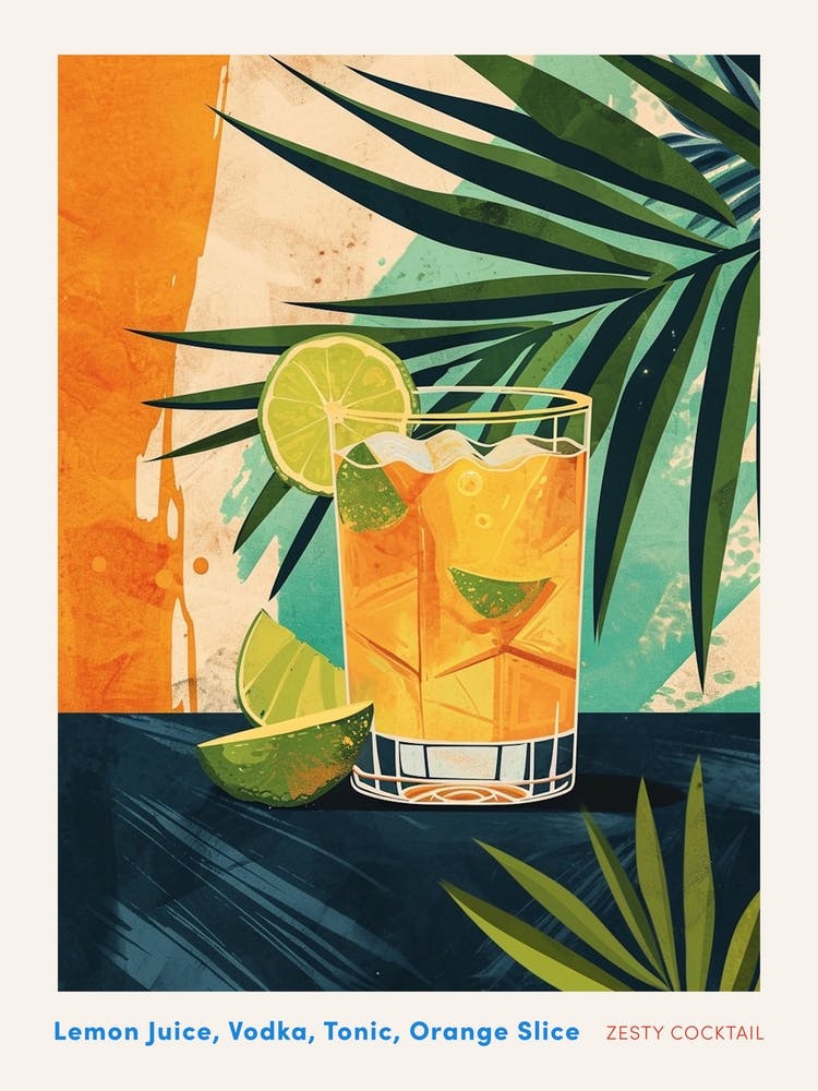 Art Deco Zesty Cocktail Poster