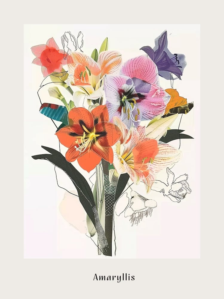 Amaryllis 2 Collage Flower Bouquet Poster