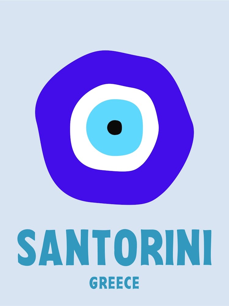 Santorini, Greece, Graphic Style Poster 3