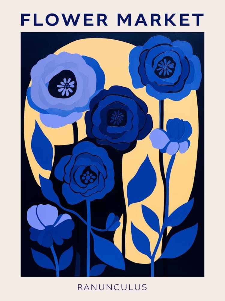 Blue Flower Market Poster Ranunculus 4