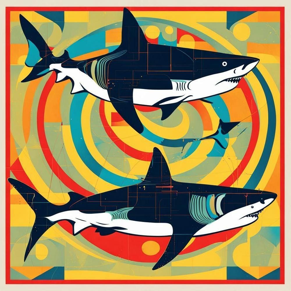Modern Art Pisces Sharks