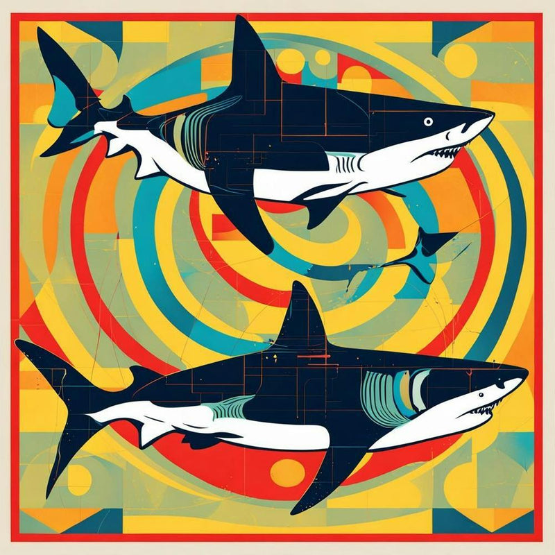Modern Art Pisces Sharks