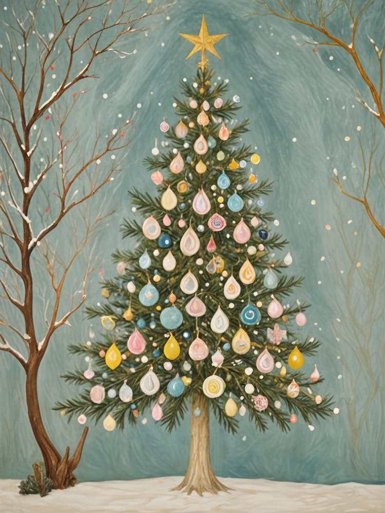 Festive Christmas Tree In Pastel