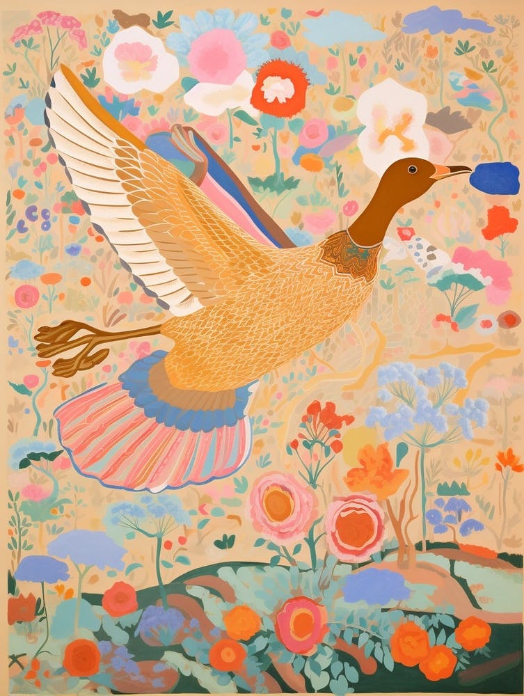 Maximalist Bird Painting Duck 1