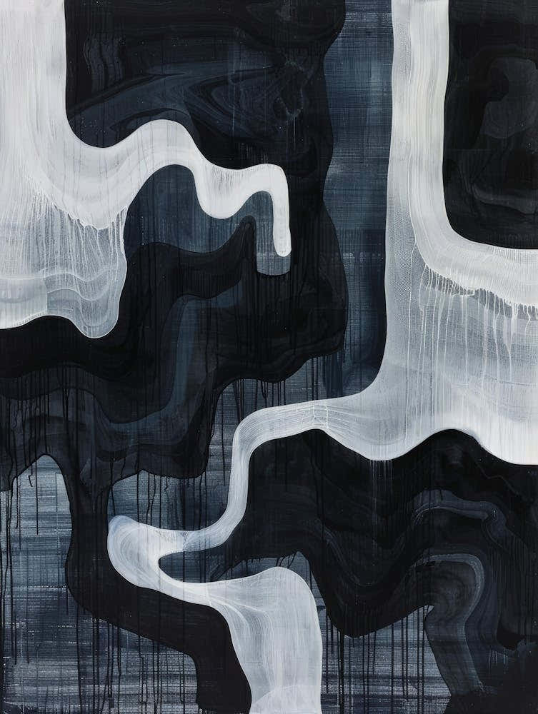 Abstract Black And White Painting 4