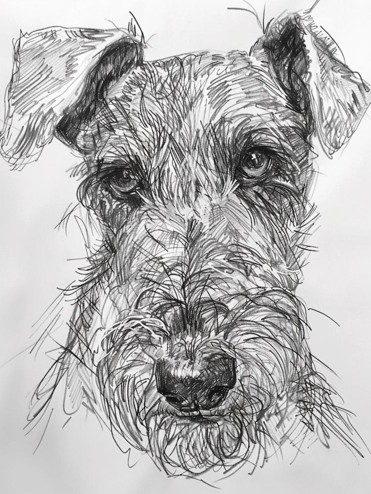 Irish Wolfhound Terrier Dog Line Sketch 3