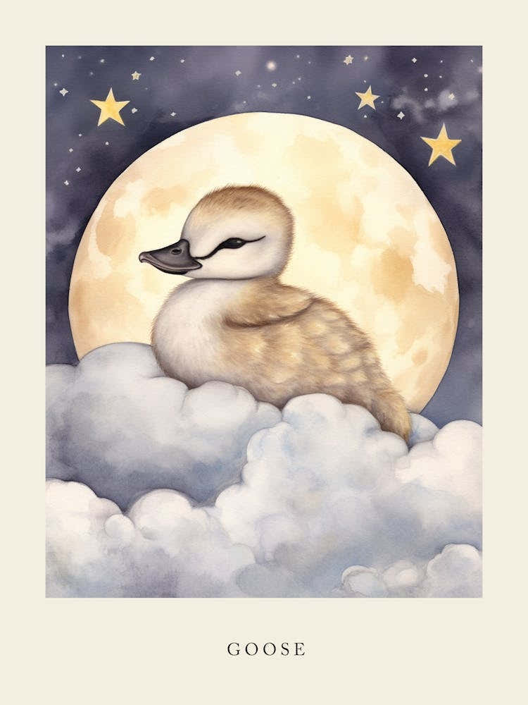 Sleeping Baby Goose Nursery Poster
