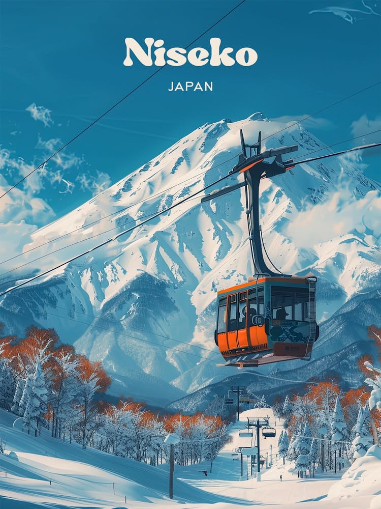 Niseko Japan Ski Resort Reiseillustration