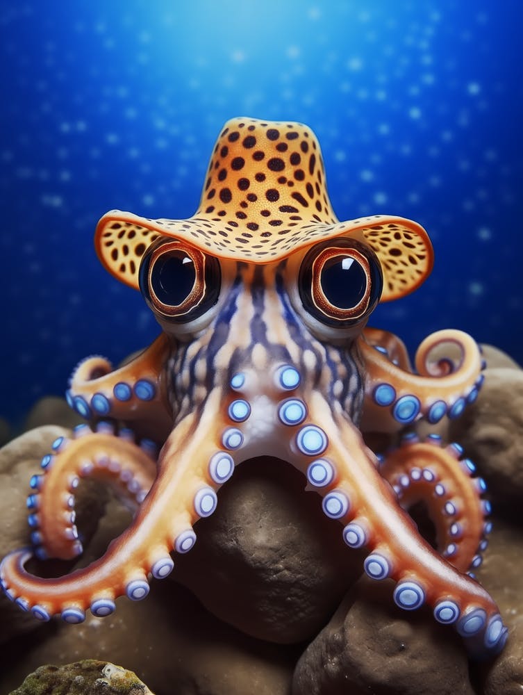Blue Ringed Octopus With Hat