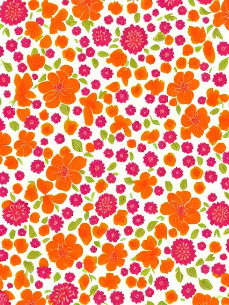 Columbine Floral Print Retro Pattern 2 Flower