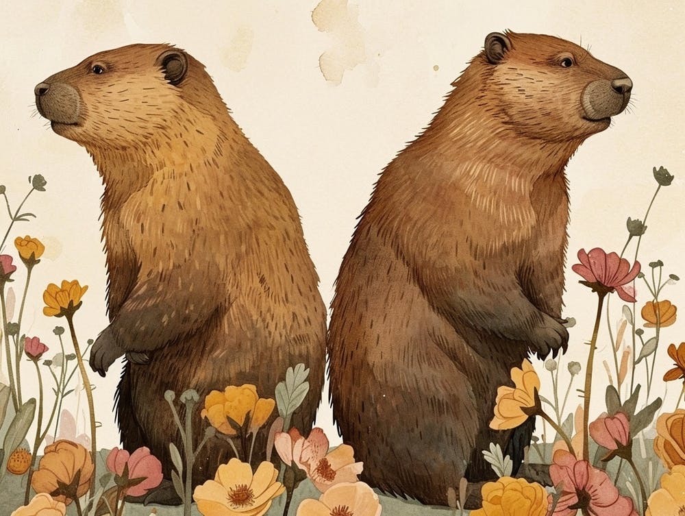 Florale Tierillustration Biber 1