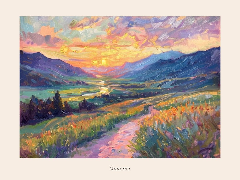 Western-Sonnenuntergangslandschaften Montana 3 Poster