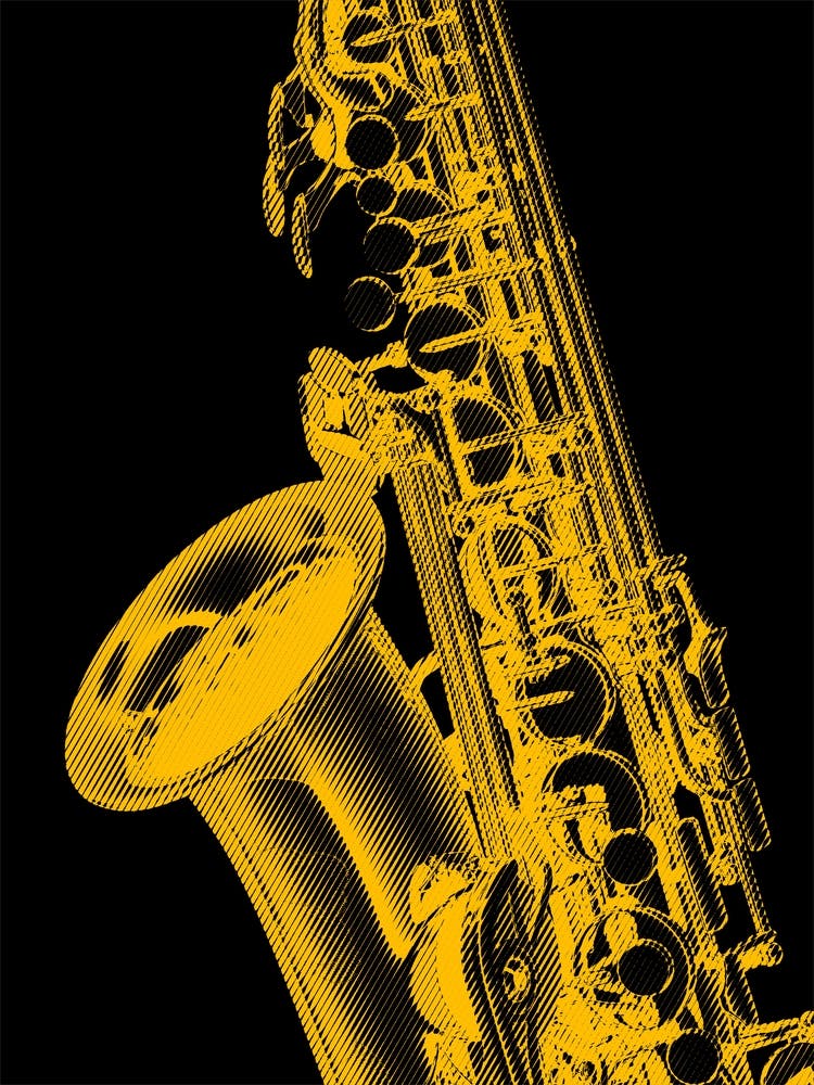 Gold Saxophone Line Art 1