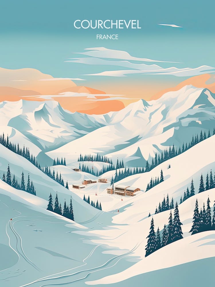Poster Of Courchevel   France, Ski Resort Illustration 1