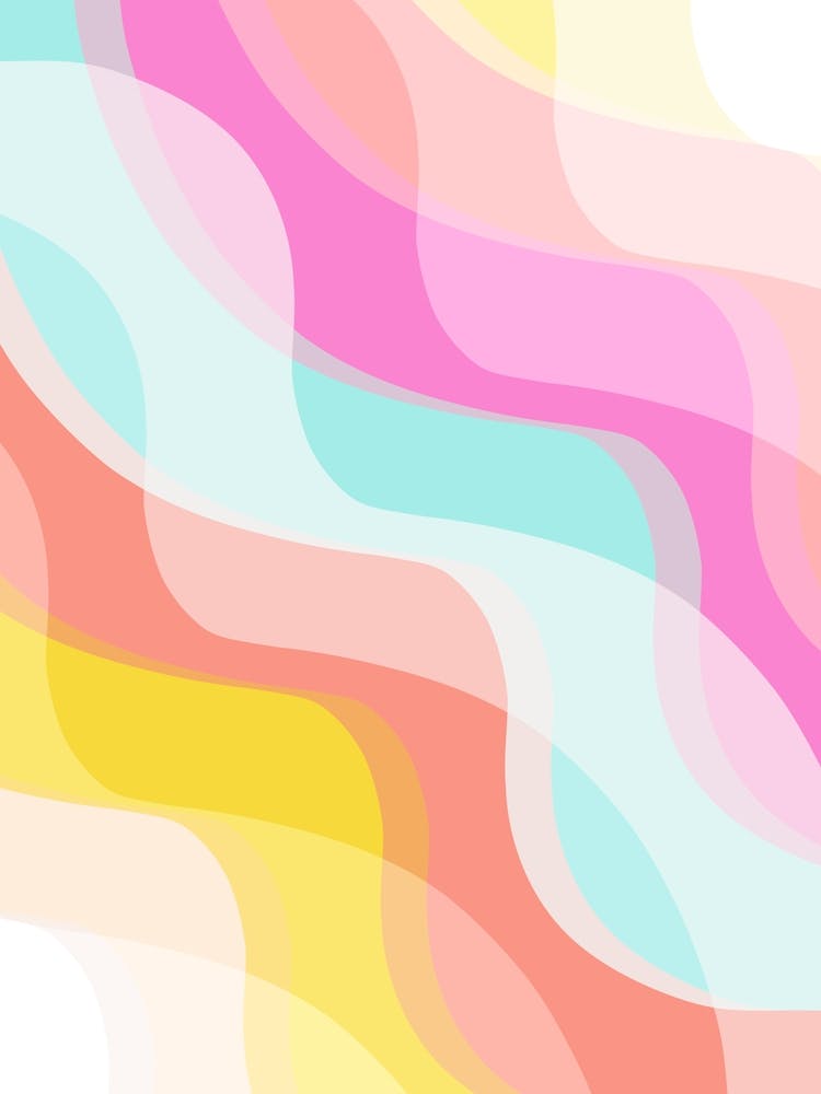 Dreamy Neon Pastel Rainbow Waves Abstract