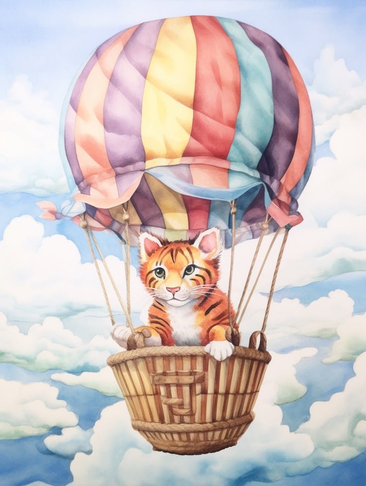 Baby Bengal Tiger In A Hot Air Balloon