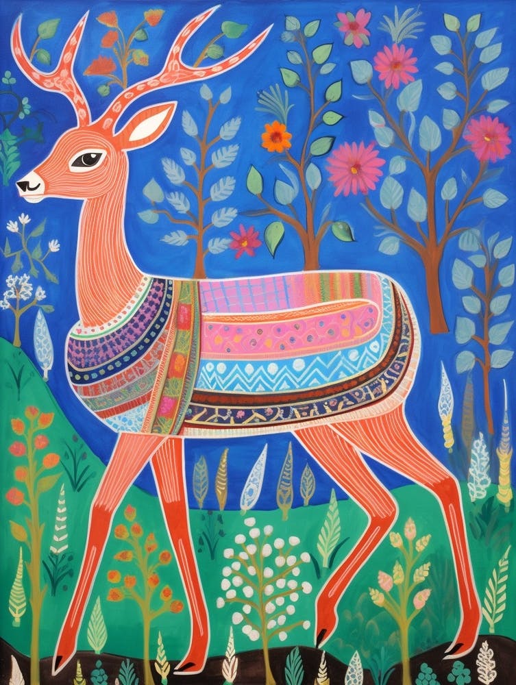 Maximalist Animal Painting Gazelle 1