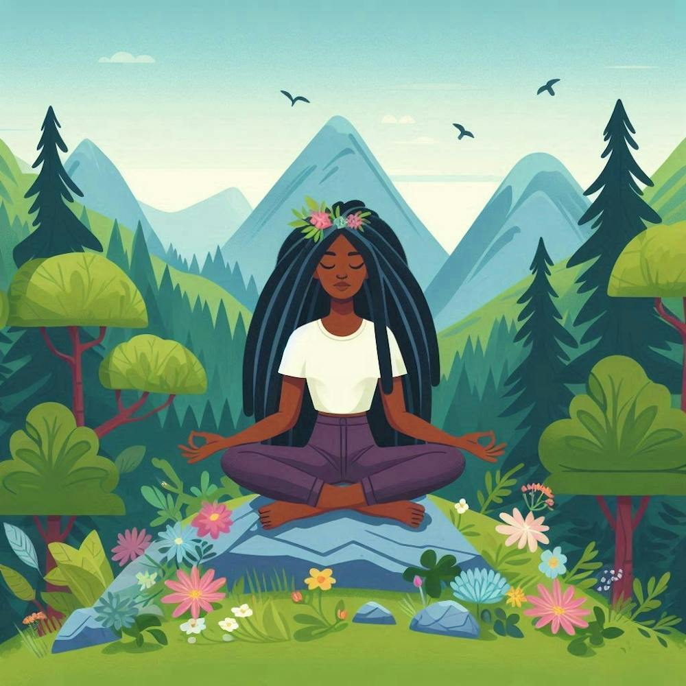 Meditating Woman In The Forest