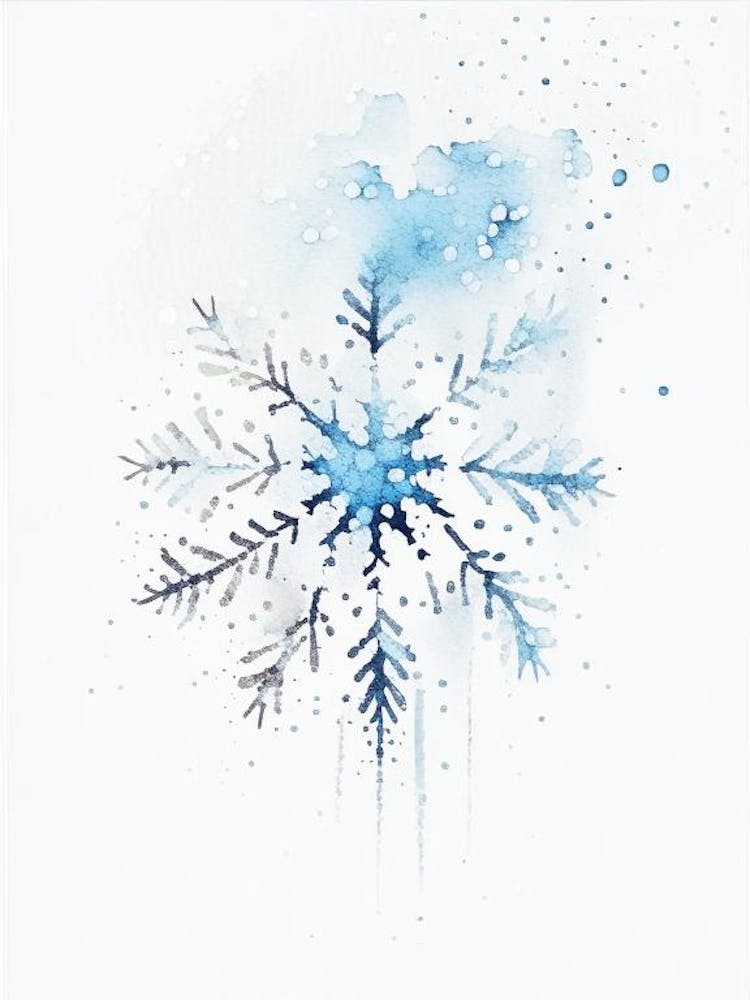 Winter, Snowflakes, Minimalist Watercolour 3