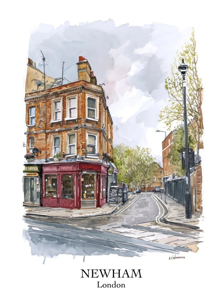 Newham London Borough Street Watercolour 2 Plakat