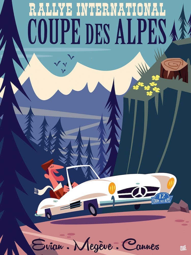 Route Des Alpes Poster Blue & Pink