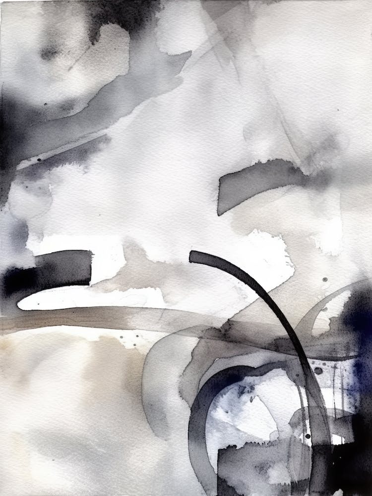 Watercolour Abstract Black And White 4