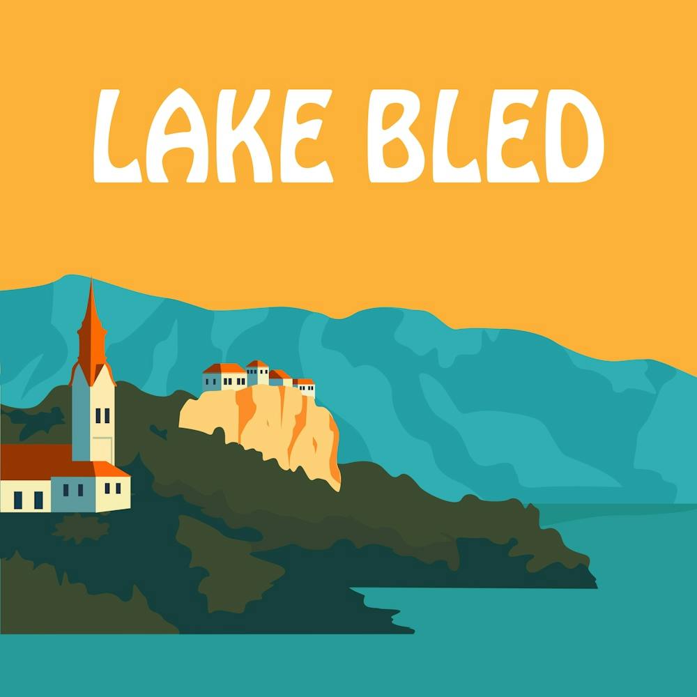 Lake Bled Markante Illustration