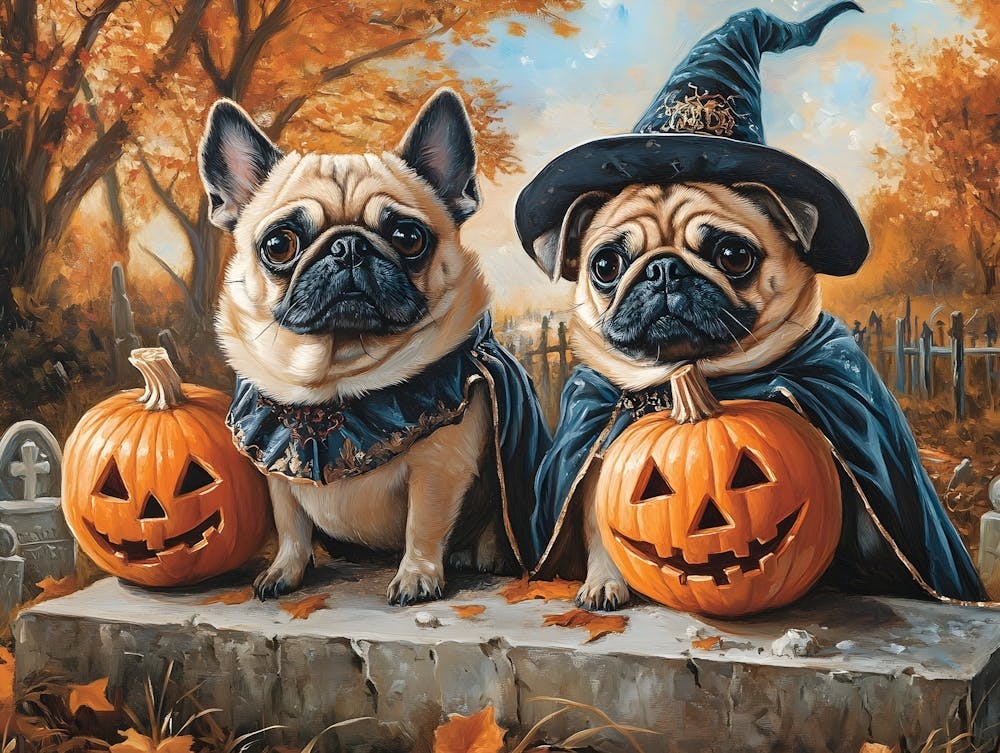 Halloween Pugs In Oil 4