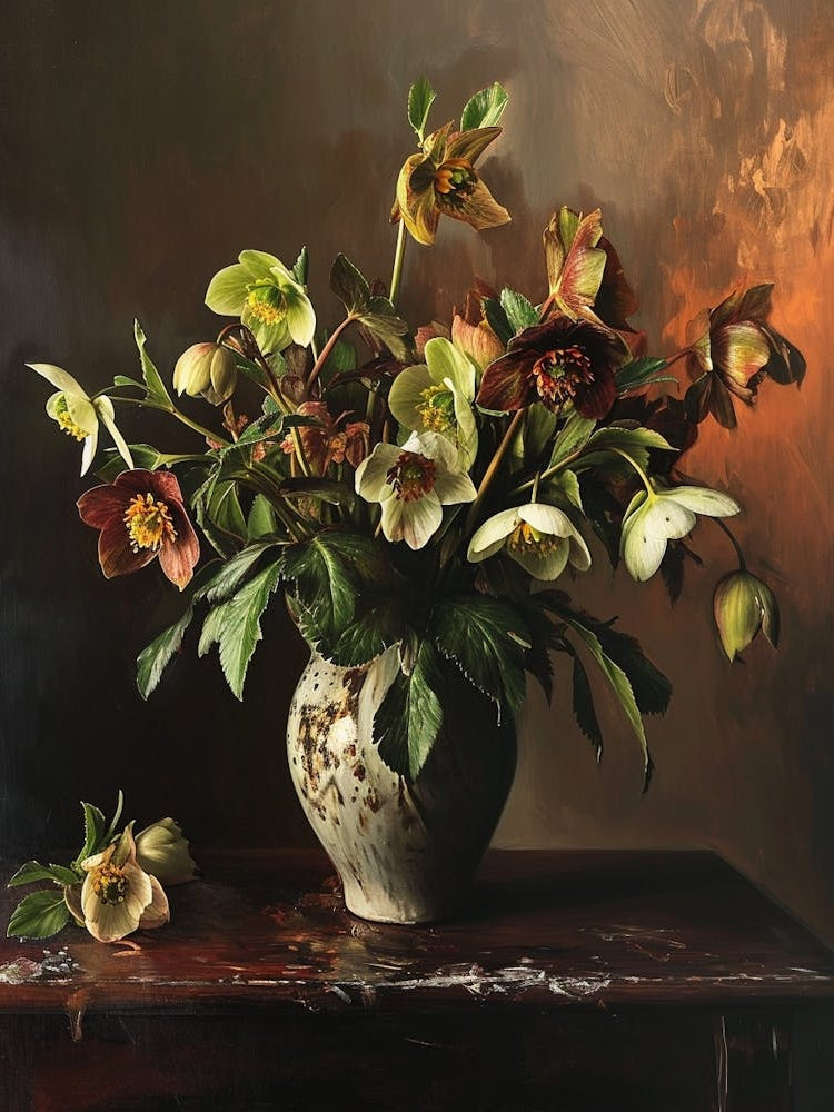 Baroque Floral Still Life Hellebore 1