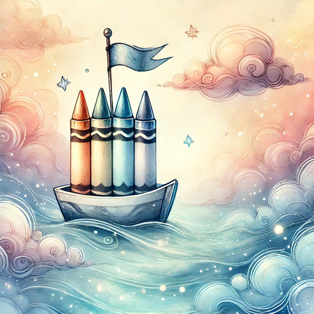 Dreamy Watercolor Adventure ? The Floating Crayon Boat