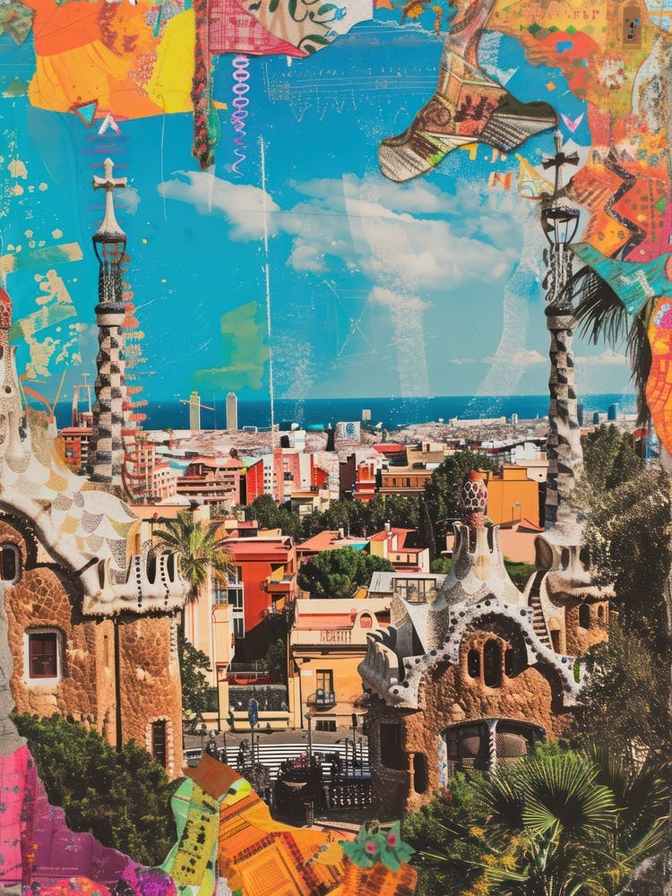 Barcelona   Retro Collage Style 3