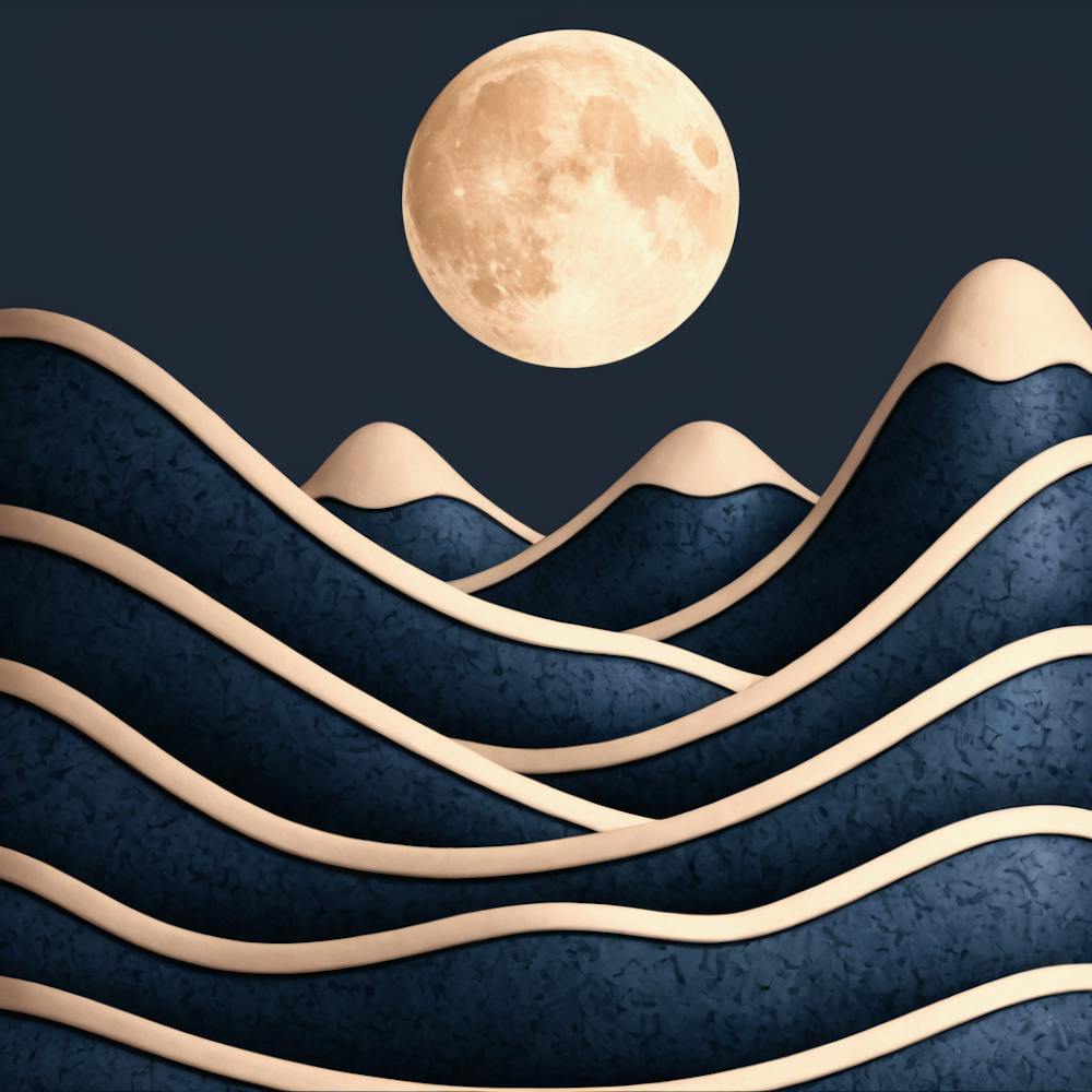 Vollmond über Wellen