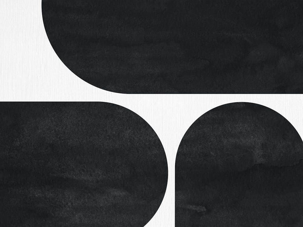 Black & White Mid-century Modern Abstract Painting