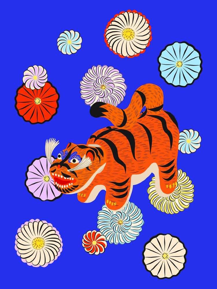 Hariko No Tora Chrysanthemum Blue