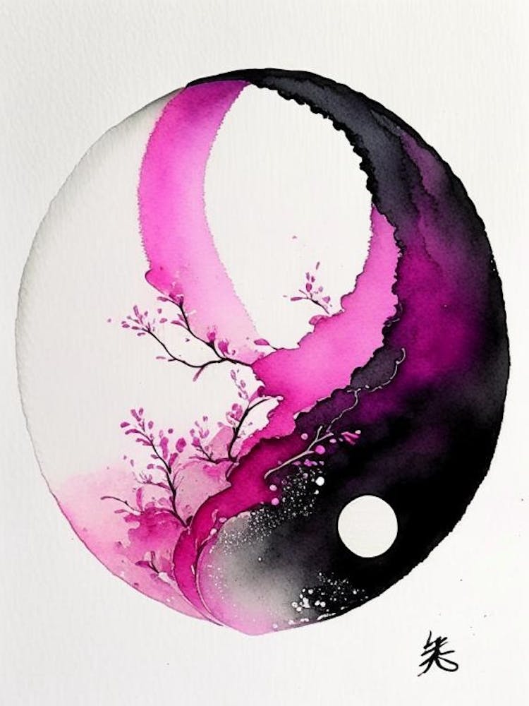 Pink 4 Yin and Yang Japanese Ink