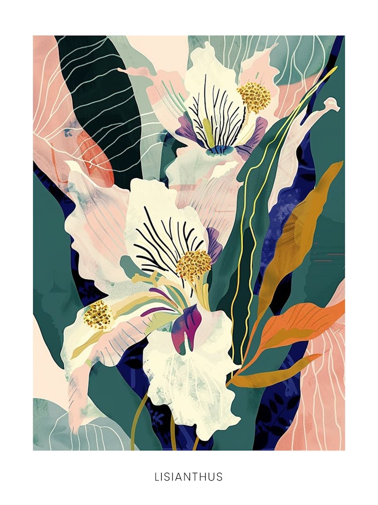 Colourful Flower Illustration Poster Lisianthus 2