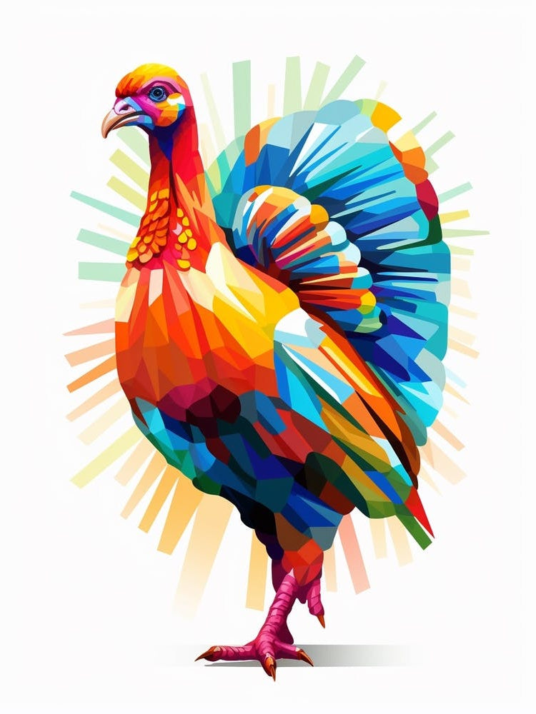 Colourful Geometric Bird Turkey 4