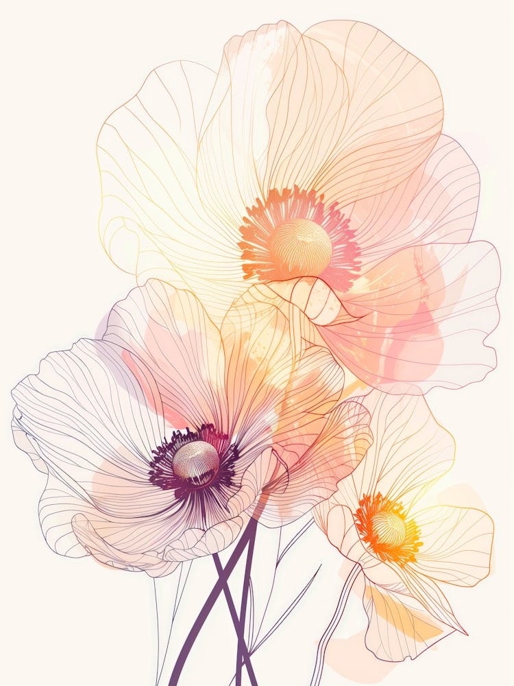 Poppies nature floral art 1