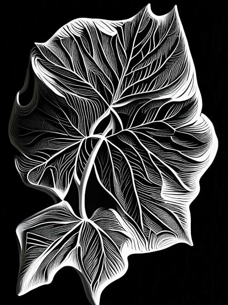 Marshmallow Leaf Linocut 5