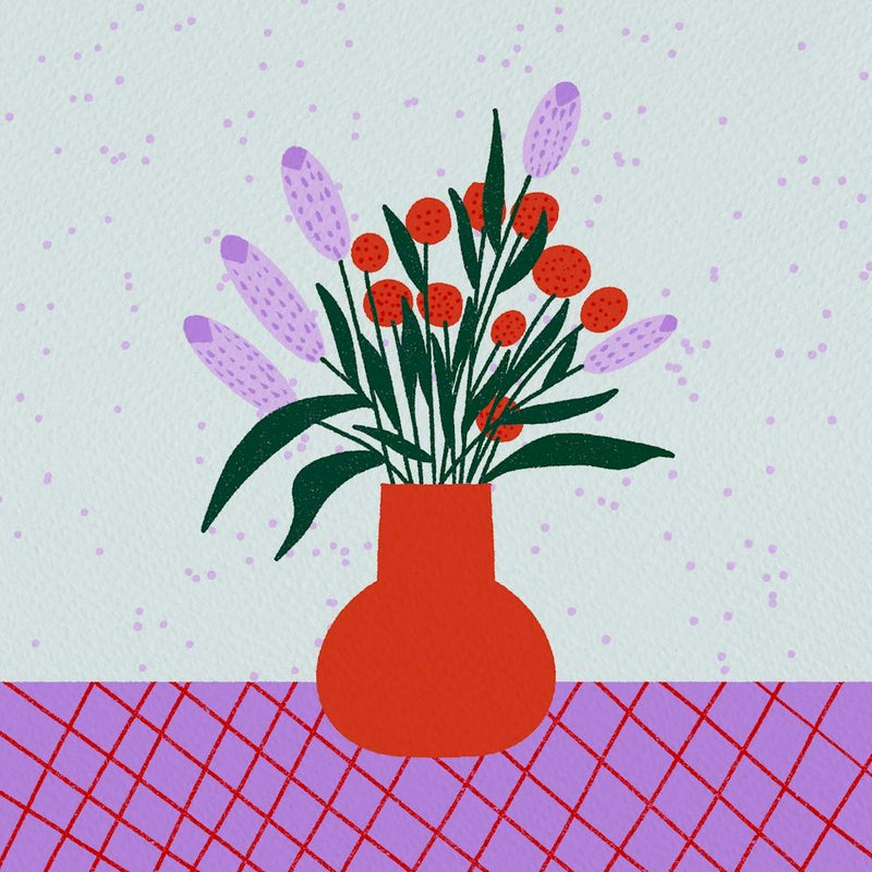 Abstract Flower Vase violet and red