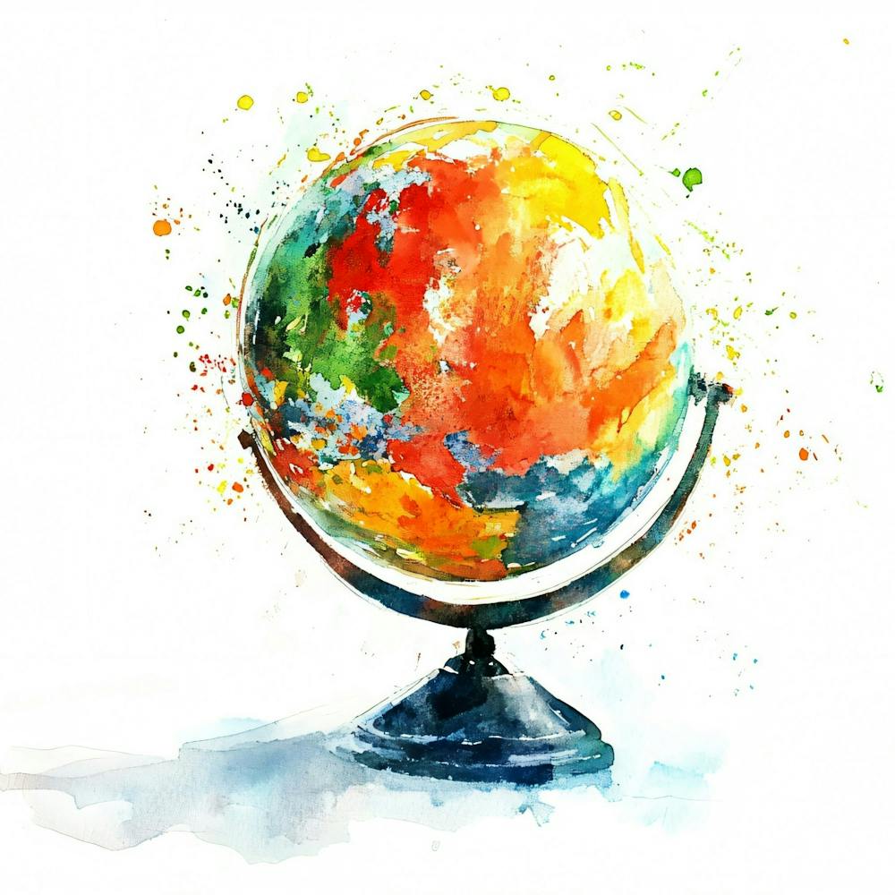 Watercolor World Globe